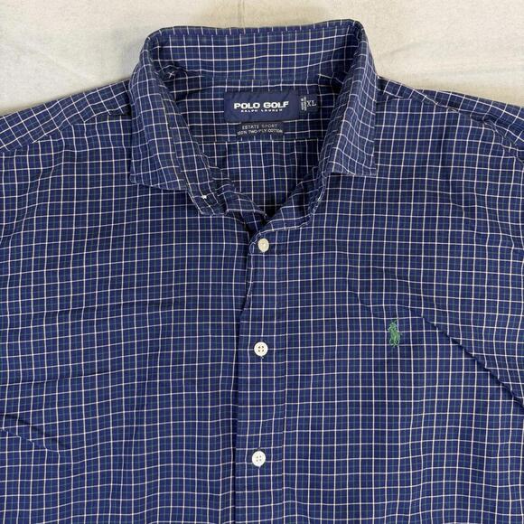 Polo Golf Ralph Lauren Shirt Mens XL Blue Plaid Check Estate Sport Button Up - Picture 2 of 6